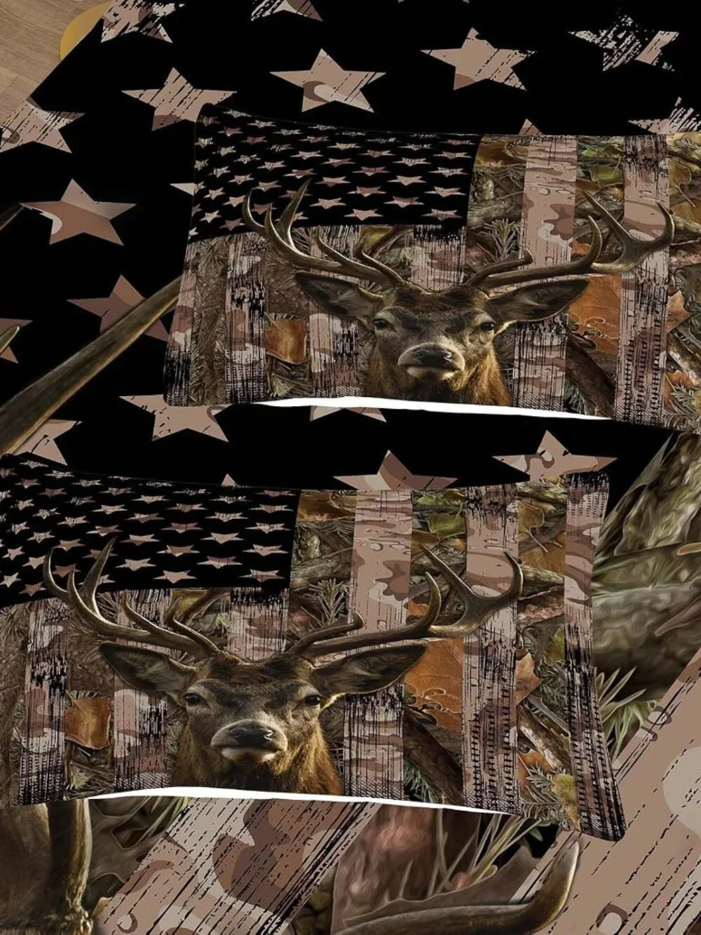 Deer Comforter Sets for Boys Kids Teens,American Flag Camo Bedding Sets Queen Si